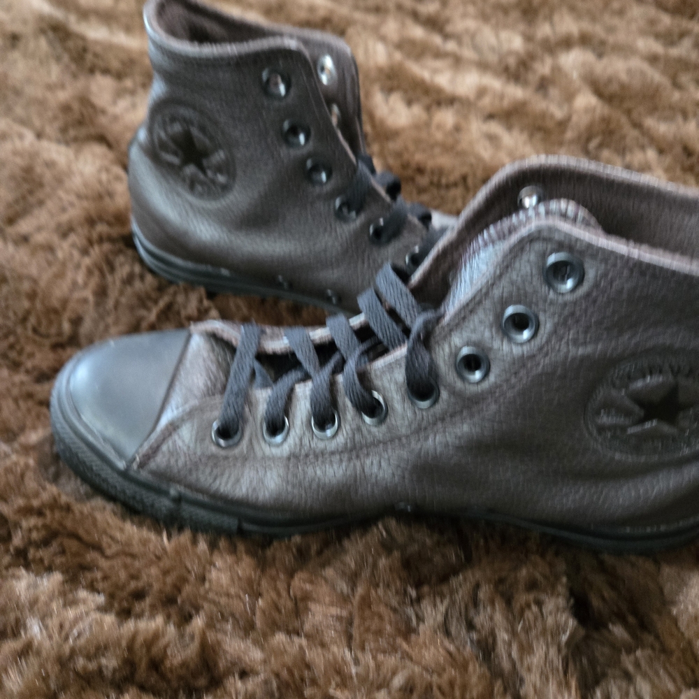 Converse Brown Leather High-Top Sneakers - Picture 2 of 4